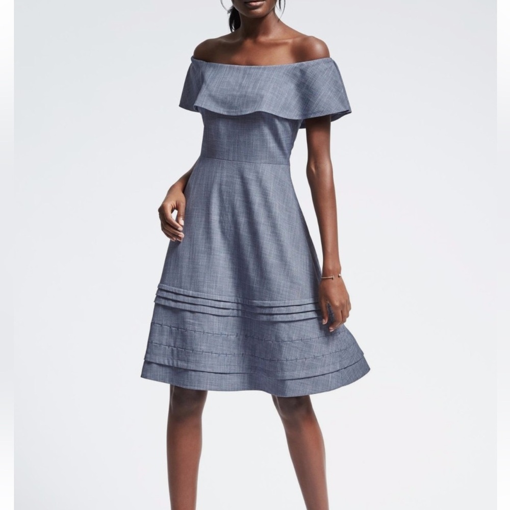 Banana Republic Chambray Off the Shoulder Dress